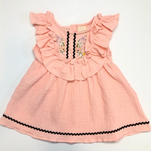 🌸 3T 🌸 Pink Embroidered Sleeveless Ruffle Dress - Picture 4 of 8